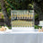 Champagne flutes arranged in a stylish display at an outdoor event.