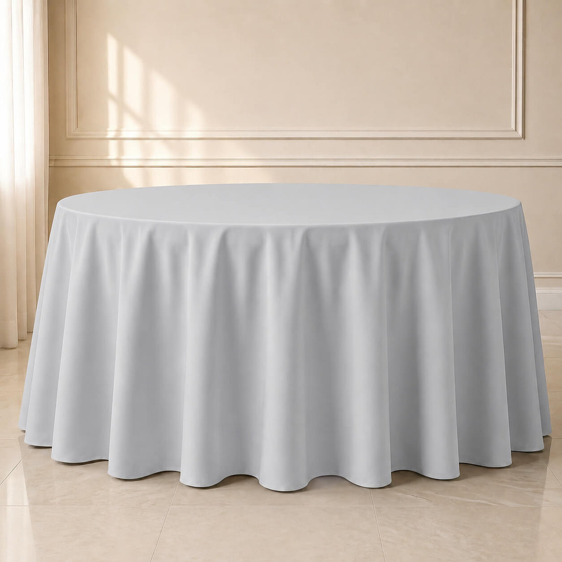 silver seamless polyester round tablecloth