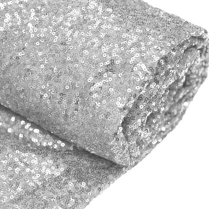Silver sequin fabric roll perfect for crafting and decor. #whtbkgd
