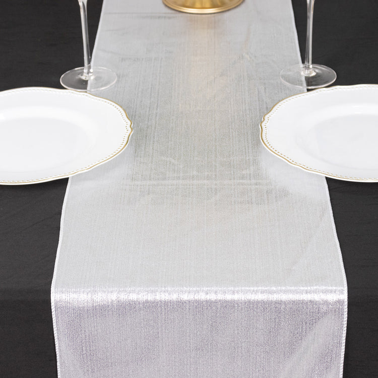 12x108inch Silver Shimmer Sequin Dots Polyester Table Runner, Wrinkle Free Sparkle Glitter