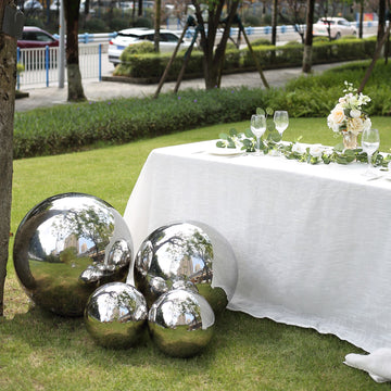 Silver Stainless Steel Gazing Globe Mirror Ball, Reflective Shiny Hollow Garden Sphere - 22"