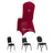 Red chair cover with decorative ring on a plain background