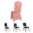 Pink chair cover for event seating, showcasing different chair styles.