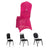 Pink chair cover with decorative ring on a plain background