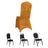 Orange chair cover with decorative ring on plain white backdrop