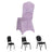 Purple chair cover with decorative back, suitable for event decor.