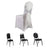 Elegant silver chair cover with decorative tie, suitable for events and celebrations.