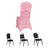 Pink chair cover with decorative bow, showcasing various chair styles.