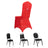 Red chair cover with decorative bow on a plain background