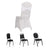 Set of four dining chairs in various styles and colors.