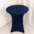 Navy blue stretch table cover on a round table