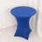 Blue cocktail table with a modern design on a plain backdrop.