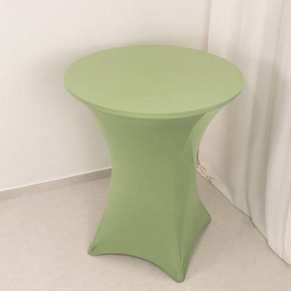 Spandex Cocktail Table Cover 36" Round Sage Green High Top Tables - Easy to Maintain Stretch Fitted Highboy Tablecloth