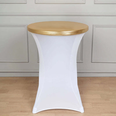 Spandex Cocktail Table Top Cover Fitted Metallic Gold - Stretchy, Durable & Easy to Clean