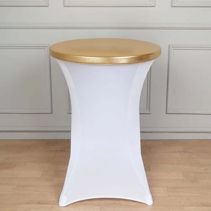 Spandex Cocktail Table Top Cover Fitted Metallic Gold - Stretchy, Durable & Easy to Clean