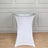 White cocktail table with silver trim, ideal for events and gatherings.
