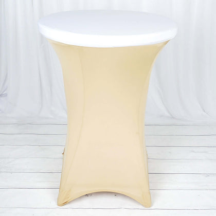 Spandex Cocktail Table Top Cover White - Stretchy, Fitted & Easy to Clean