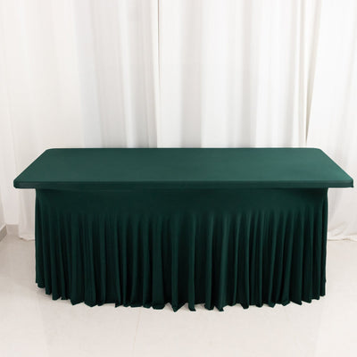 Spandex Rectangle Table Skirt 72"x30" Hunter Emerald Green - Wavy Skirt-Like Table Cover
