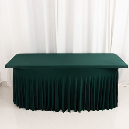 Spandex Rectangle Table Skirt 72"x30" Hunter Emerald Green - Wavy Skirt-Like Table Cover