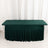 Green tablecloth with pleated design on a table.