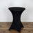 Black cocktail table cover for event styling and decoration.