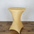 Yellow cocktail table on a wooden floor.