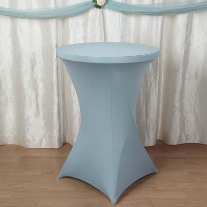Spandex Round Cocktail Table Cover 30" Dusty Blue for High Top Tables - Easy to Maintain Stretch Fitted Highboy Tablecloth