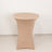 Round beige table on a plain background