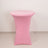 Pink round table with a modern design.