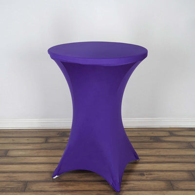 Spandex Round Cocktail Table Cover 30" Purple for High Top Tables - Easy to Maintain Stretch Fitted Highboy Tablecloth
