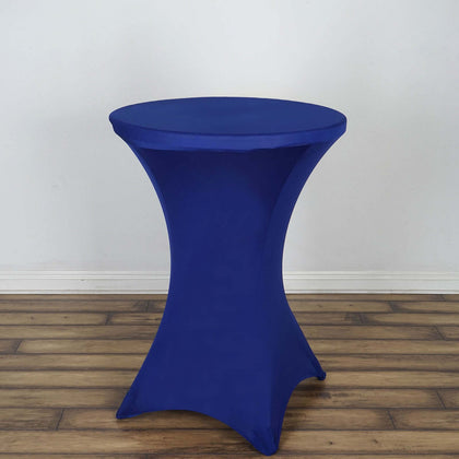 Spandex Round Cocktail Table Cover 30" Royal Blue for High Top Tables - Easy to Maintain Stretch Fitted Highboy Tablecloth