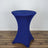 Blue stretch table cover on a round table