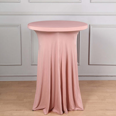 Spandex Round Cocktail Table Cover Skirt 30" Dusty Rose With Natural Wavy Drapes