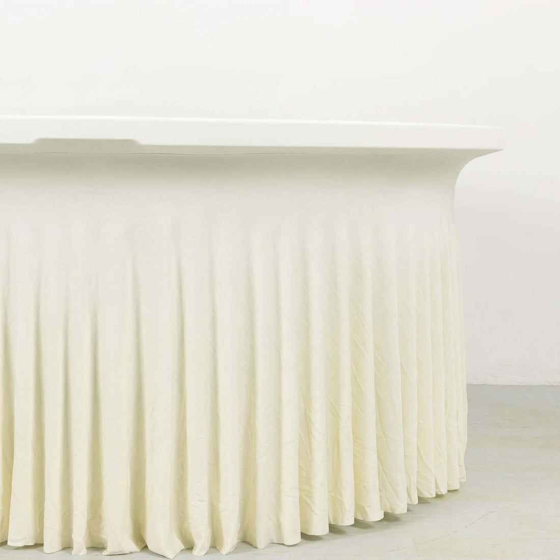 White pleated table skirt for events and gatherings