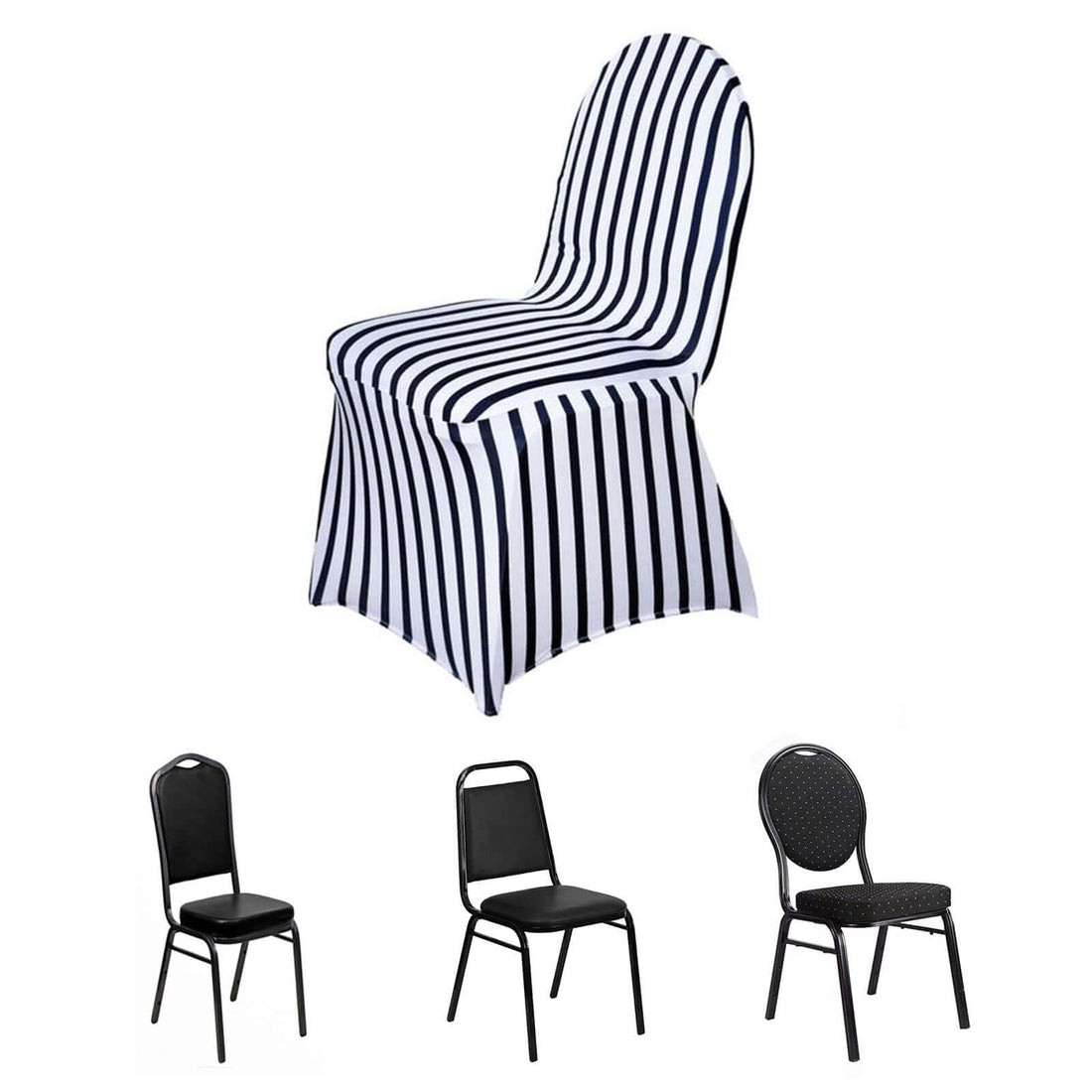 Striped chair cover with three different chair styles