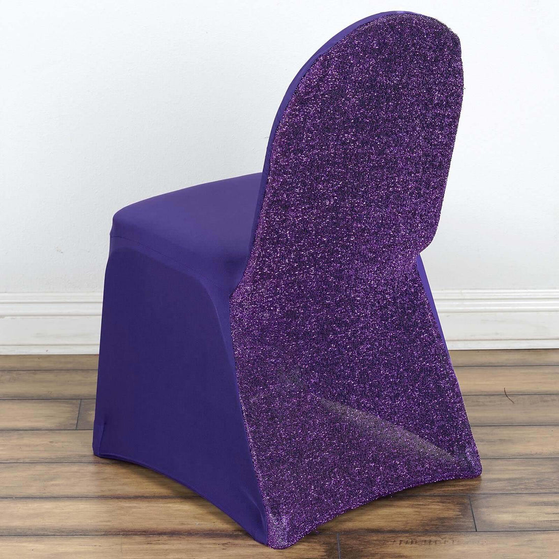 Purple chair with a glittery back, perfect for stylish decor.