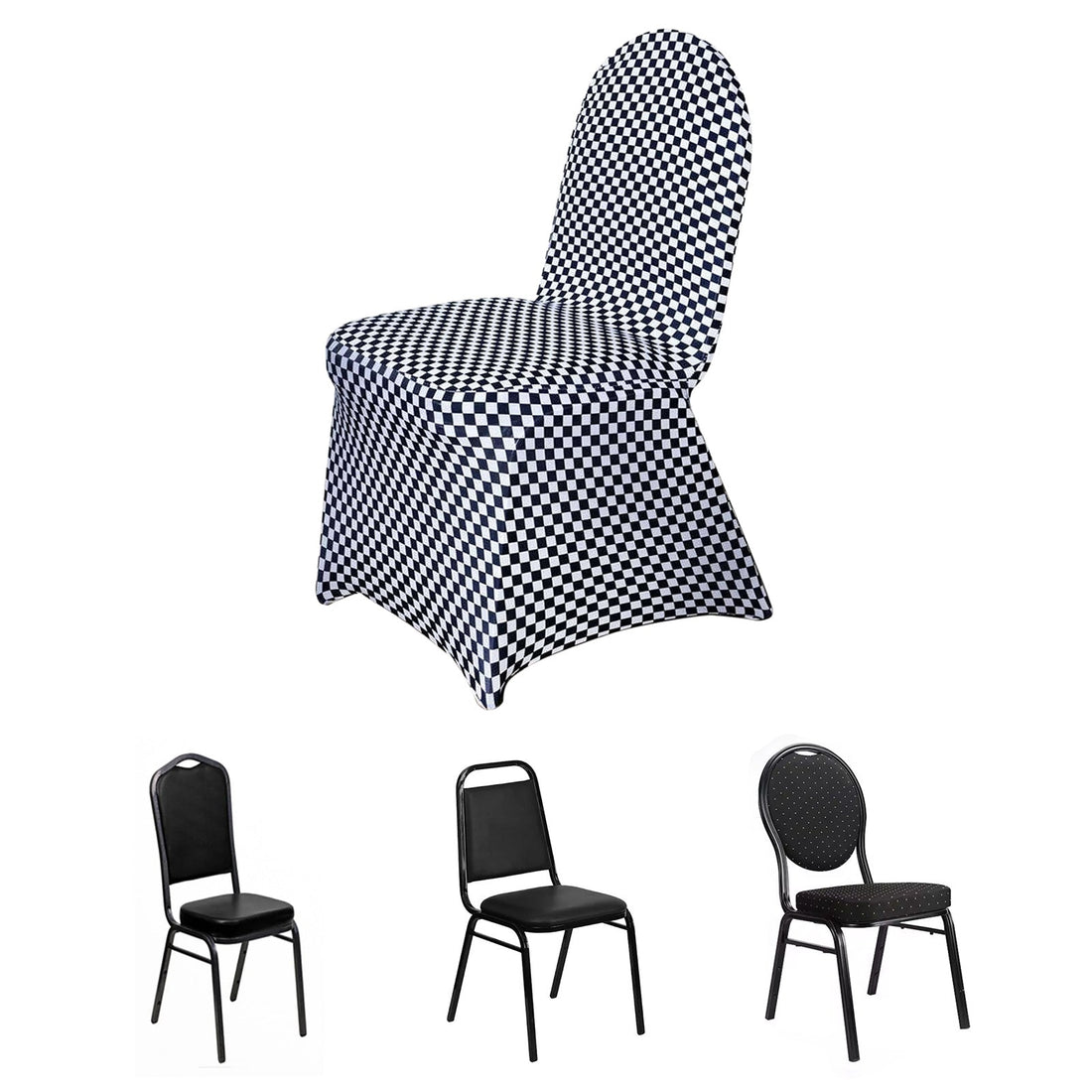 Checkered chair cover displayed on a plain background