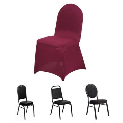 Spandex Stretch Fitted Banquet Chair Cover 160GSM Burgundy - Durable Slip-On Slipcover