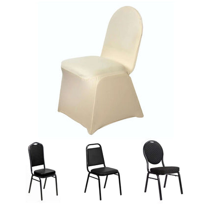 Spandex Stretch Fitted Banquet Chair Cover 160GSM Champagne - Durable Slip-On Slipcover