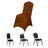 Brown chair cover on a chair, showcasing elegant design and fit.