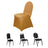 Gold chair cover on a chair with three additional chair styles below.