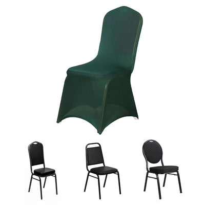 Spandex Stretch Fitted Banquet Chair Cover 160GSM Hunter Emerald Green - Durable Slip-On Slipcover