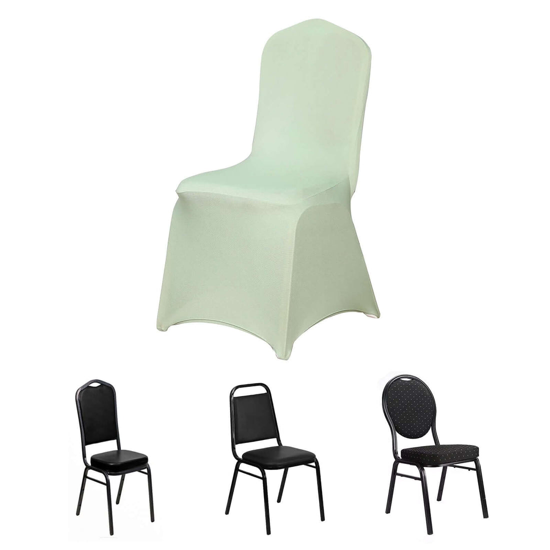 Four styles of dining chairs in various designs and colors.