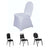 Four banquet chairs in different styles and colors on a white background.