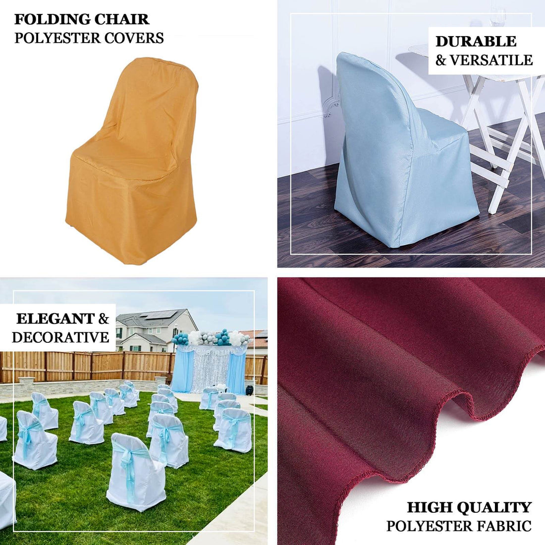 10 Pack Polyester Folding Chair Covers Ivory | eFavormart