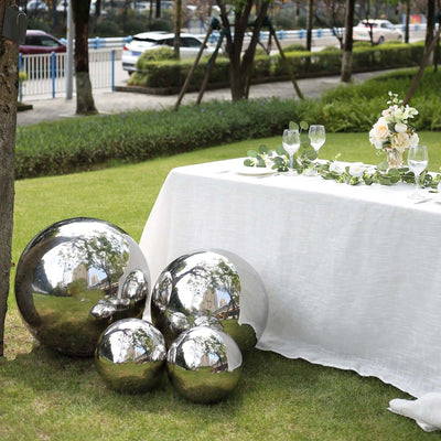 Stainless Steel Gazing Globe Mirror Ball 22" Reflective Shiny Hollow Sphere Silver - Outdoor Garden Decoration