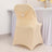 Elegant beige chair cover with decorative back detail.