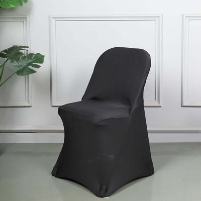 Stretch Spandex Folding Chair Cover Black - Durable 160GSM Fitted Slipcover for Weddings & Events