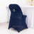 Navy blue chair cover with decorative bow and jewel accent