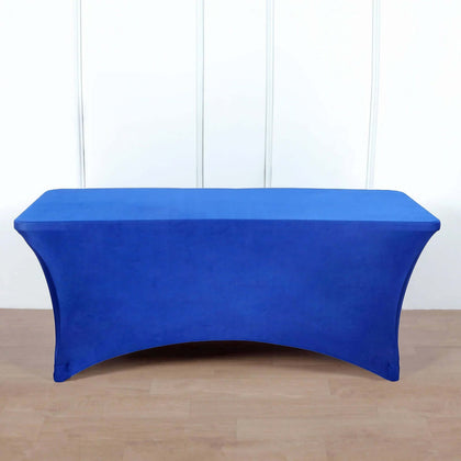 Stretch Spandex Rectangle Fitted Table Cover 96"x30" Royal Blue - Wrinkle Free Form-Fitting Tablecloth